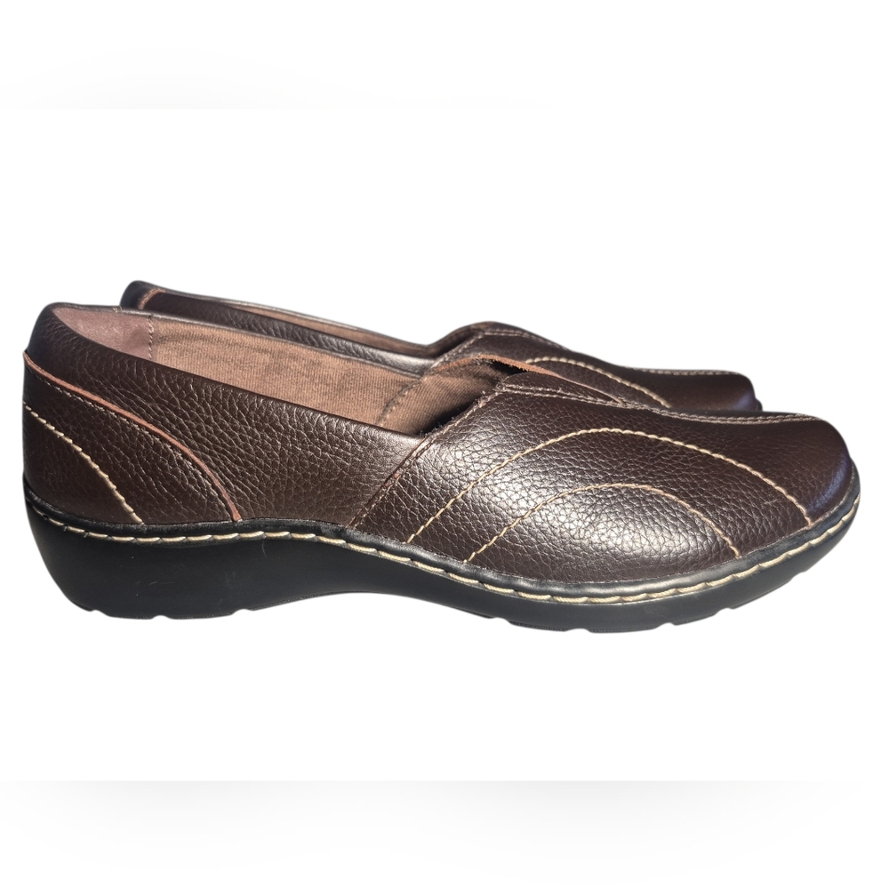 Clarks Collection Cora Meadow Brown Leather Loafers Size 7.5.